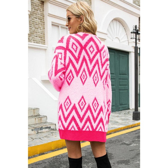 Argyle Open Front Pocket Cardigan - Picture 2 of 11